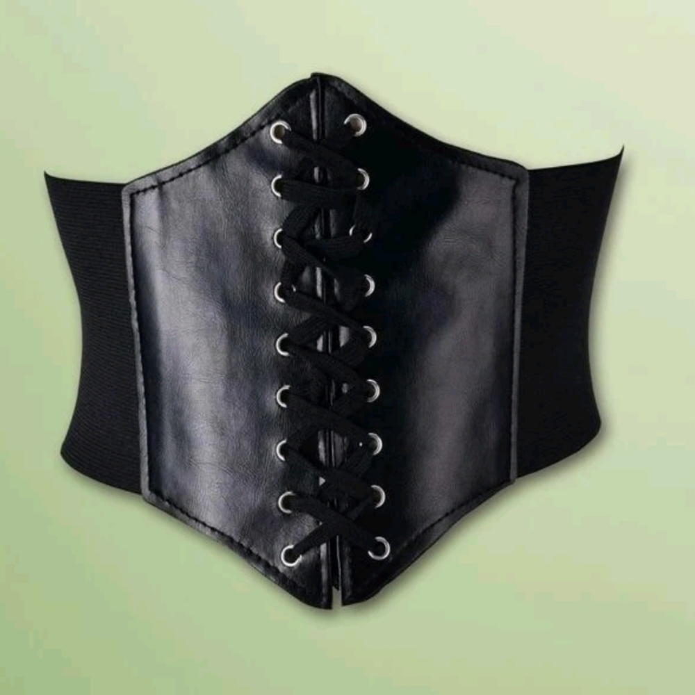 Lace up corset Belt Elastic Black